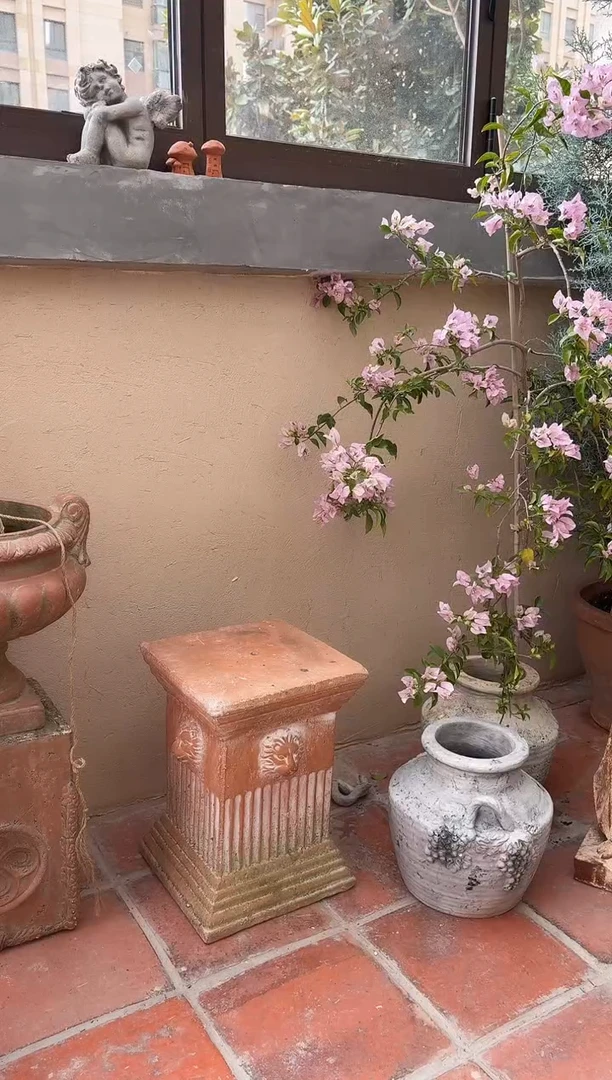 红陶立柱两用花盆