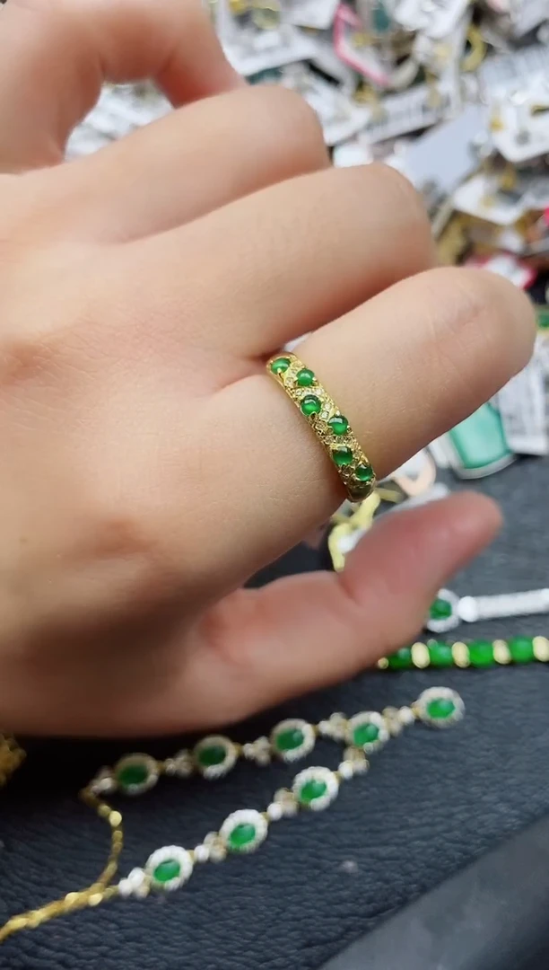 银S925镶嵌戒指翡翠1