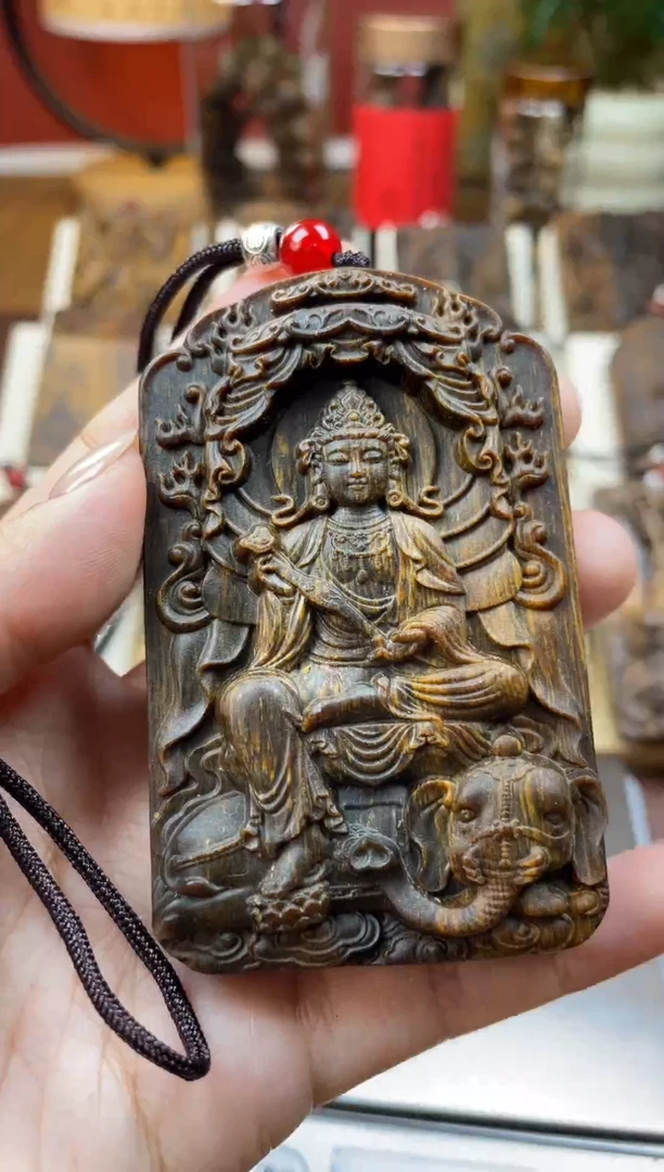 木木雕款芽庄十二生肖守护 普贤菩萨 8cm 送养香瓶