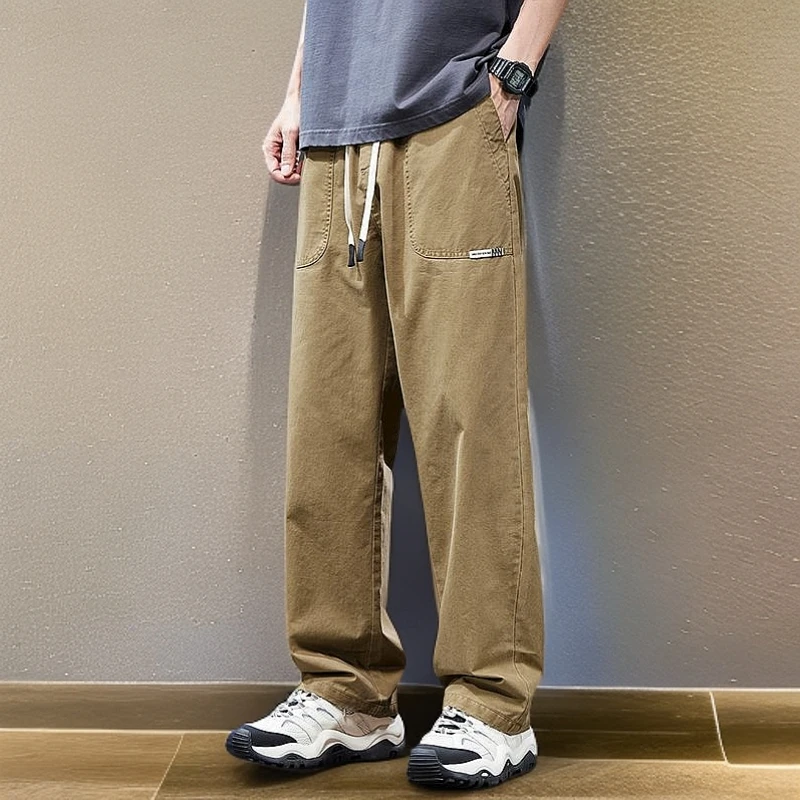 工装裤男士2025夏季薄款纯棉百搭休闲裤潮流宽松直筒微喇阔腿长裤