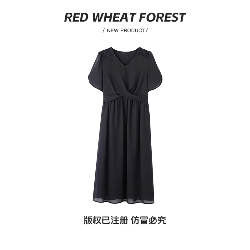 微胖显瘦遮肉气质时尚减龄小黑裙ZB7319