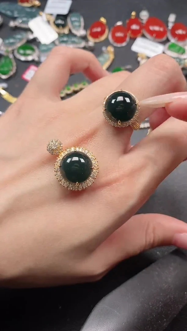 银S925镶嵌戒指翡翠51511