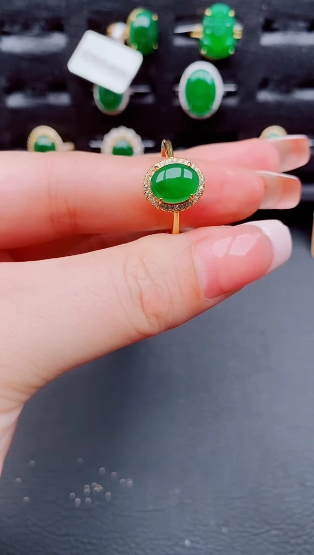 翡翠戒指银S925镶嵌天然a货翡翠155