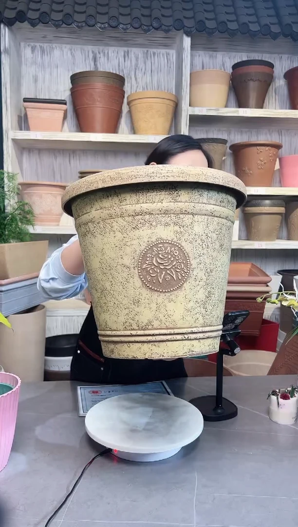 38*33手工浮雕纹理大花盆外贸尾单