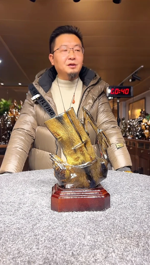 金丝楠木雕款天**镜金丝楠木摆件1