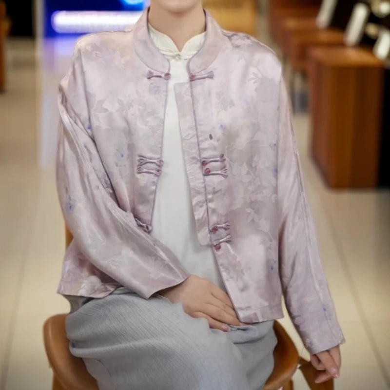 N079【锦悦】百搭秋季短外套上衣新中式休闲百搭开衫立领中国风外披