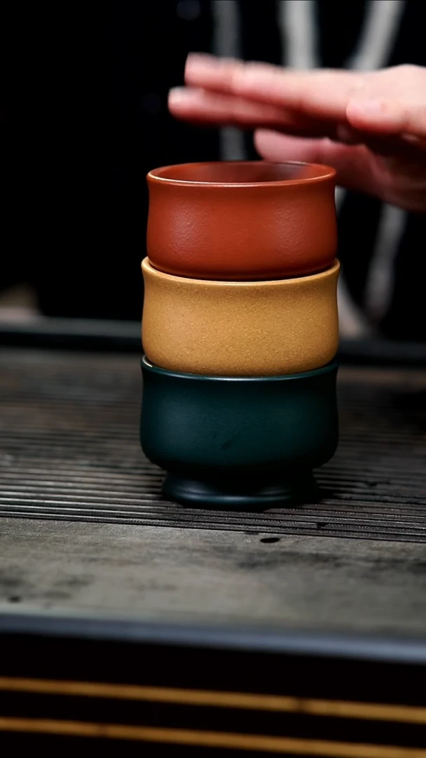 【闪购商品】紫砂茶壶01-三色大韵杯80cc