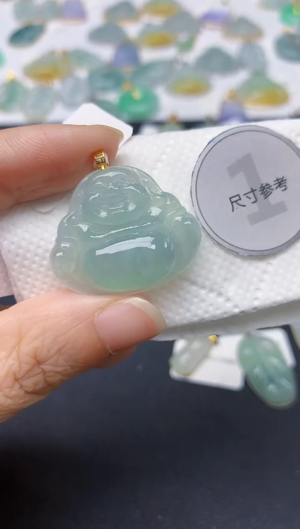 翡翠18K金镶嵌颈饰天然缅甸A货翡翠