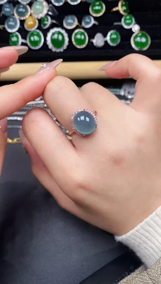 银S925镶嵌戒指翡翠234785