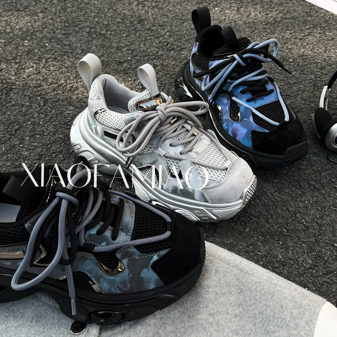 小发喵时尚晕染潮流网面系带厚底老爹鞋999