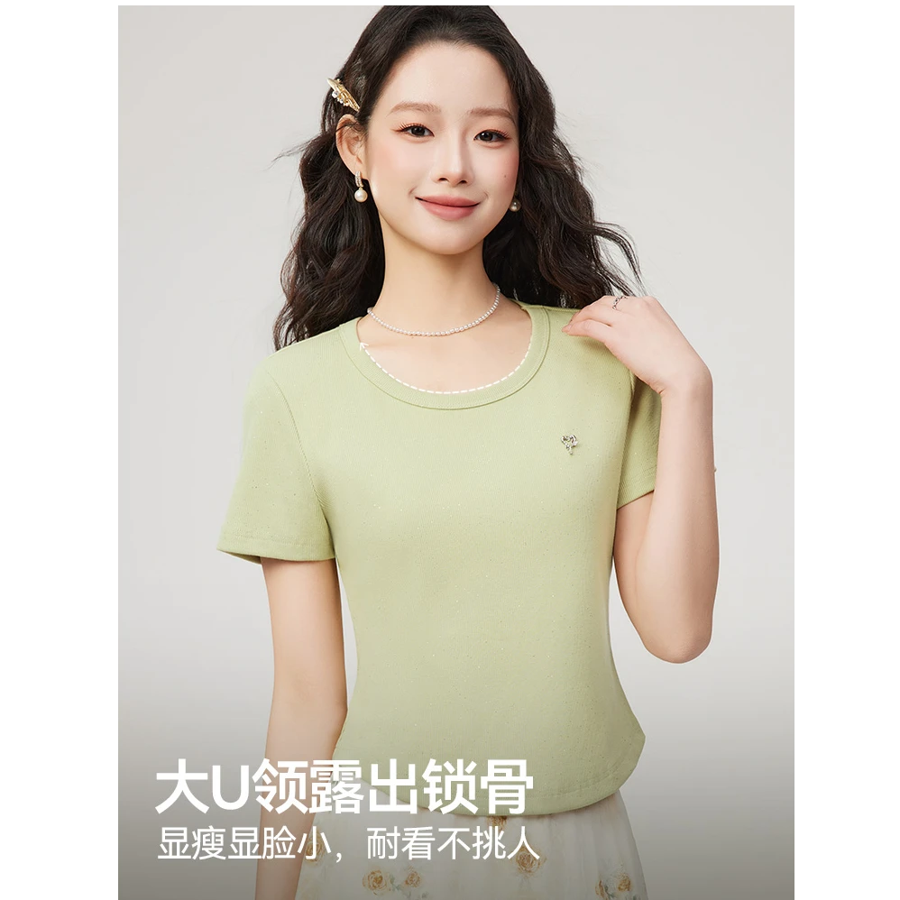 IEF/爱依服2025夏季新款洋气简约短袖T恤女设计百搭独特漂亮小衫