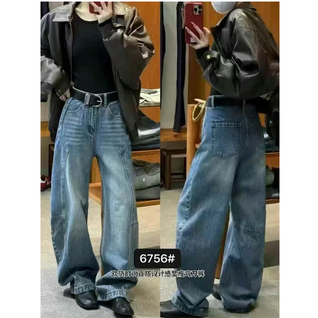 玲家精选玲家精选6756款号欧洲站牛仔弯刀裤