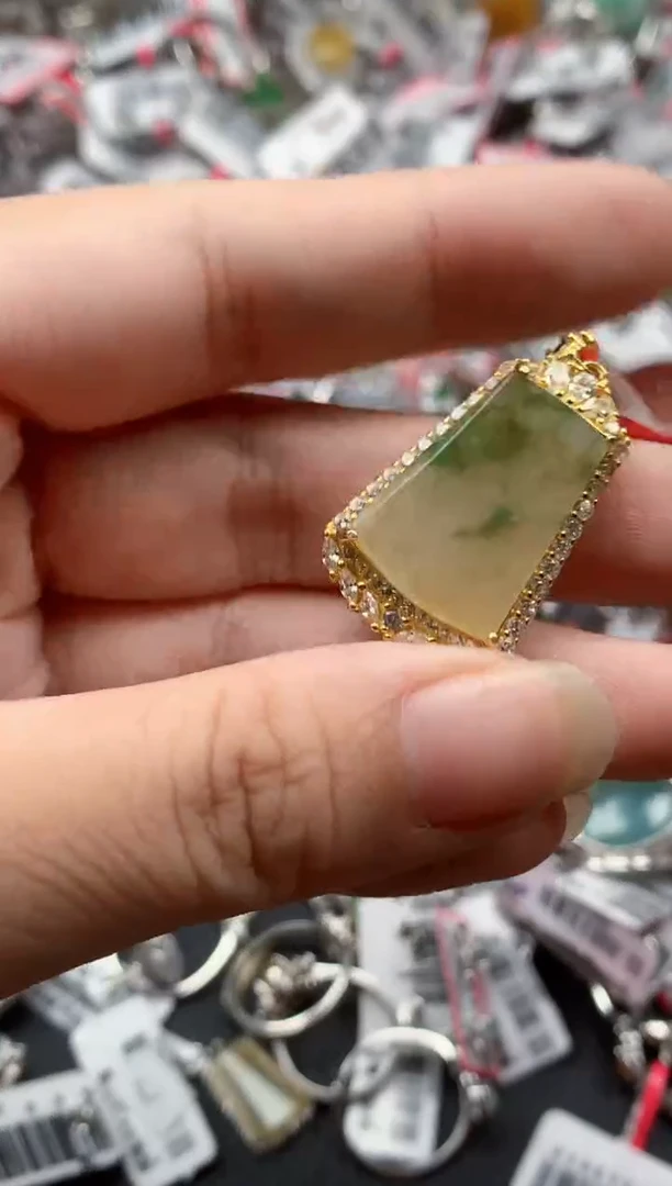 银S925镶嵌戒指翡翠天然A货缅甸翡翠