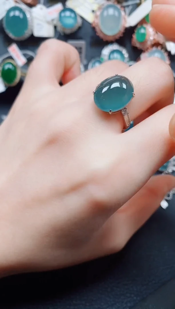 银S925镶嵌戒指翡翠翡翠