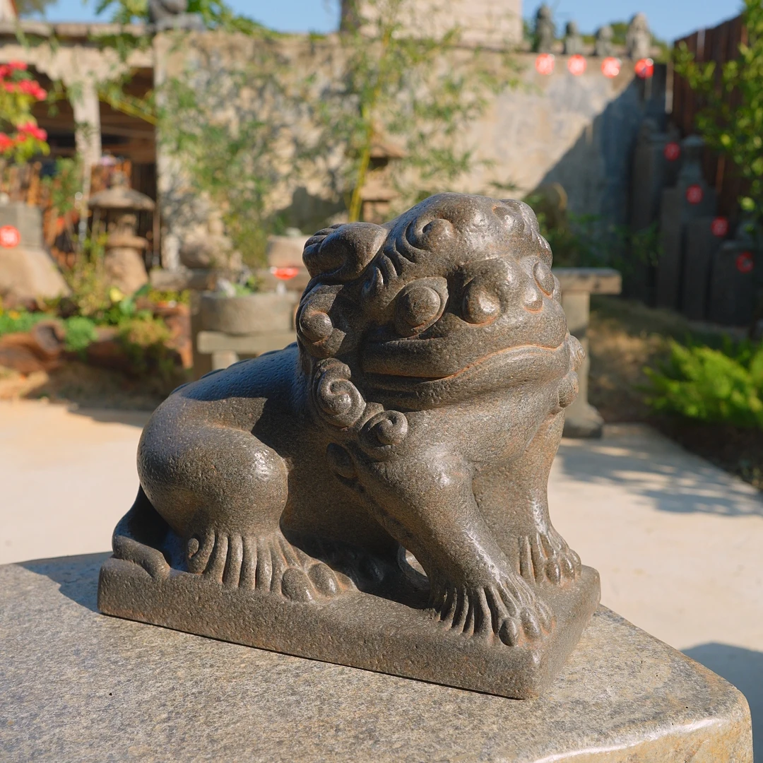 院景翁人间清醒之醒狮 对狮雕塑摆件 石雕狮子 石狮子 庭院摆件