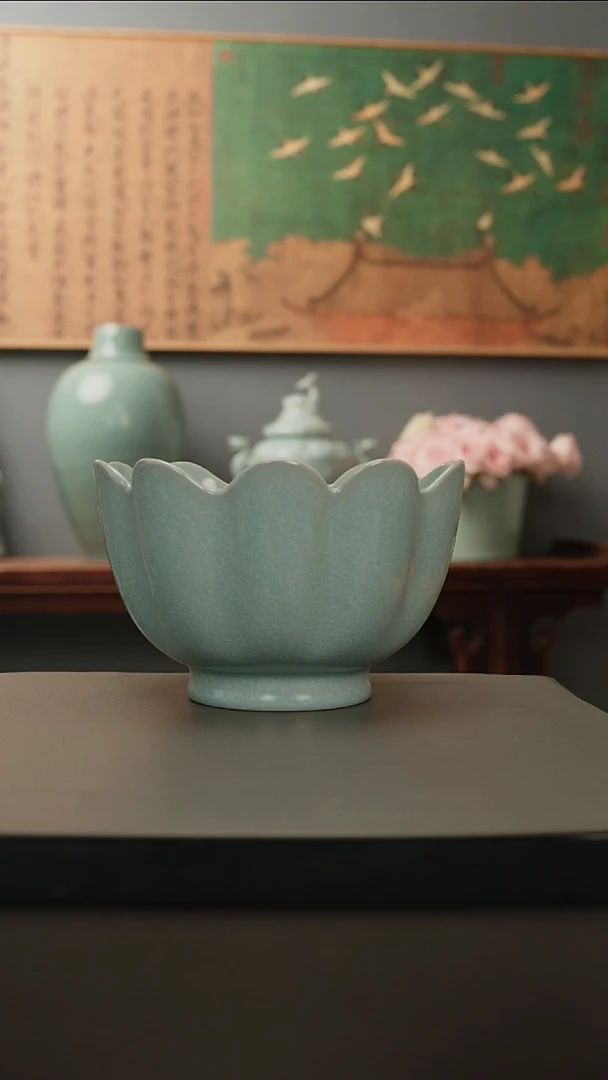 原产地原矿   冰花鱼鳞 莲花温碗