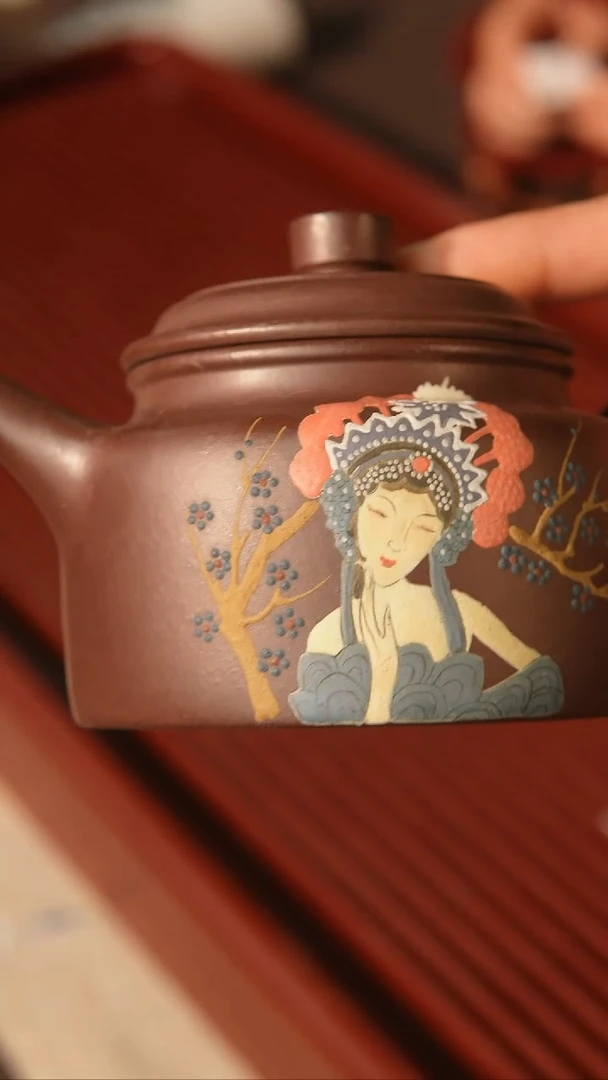 【闪购商品】紫砂茶壶精工半手泥绘德钟767