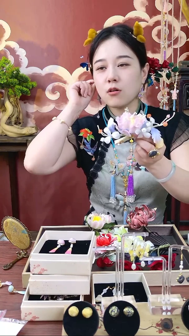 刺绣非遗绒花发簪