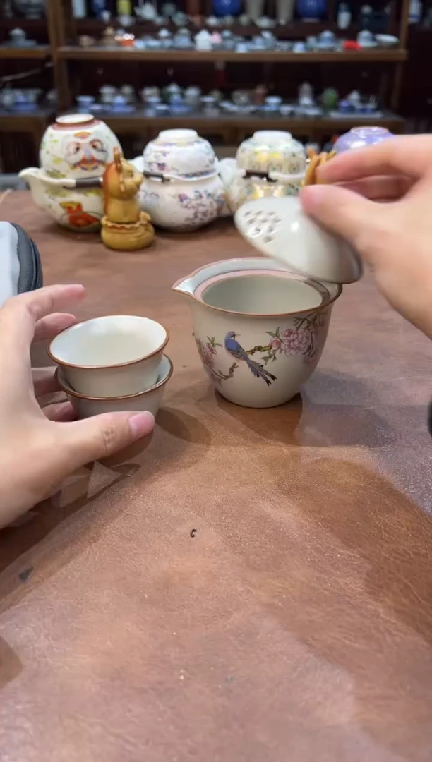 真的很便宜超好看会开片的旅行茶具