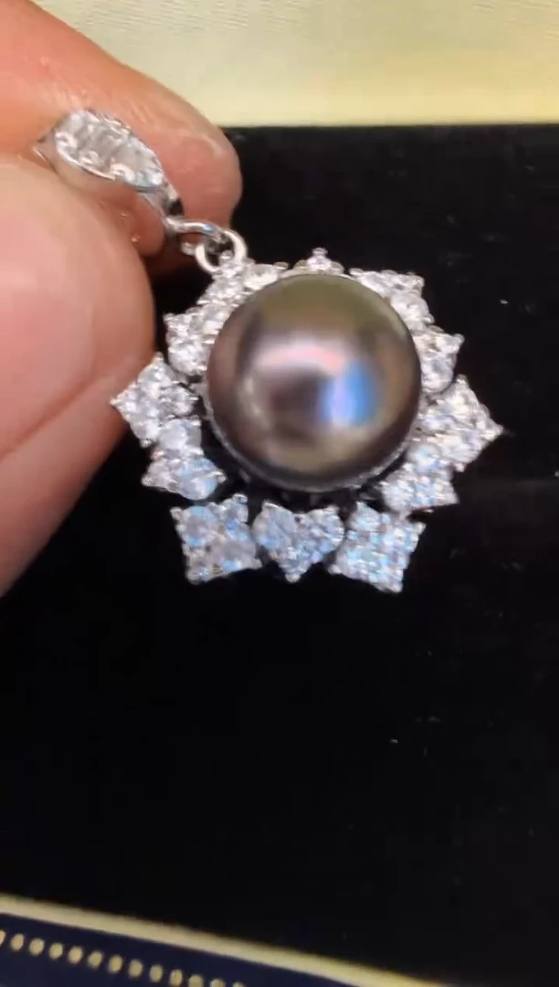 海水珍珠银S925镶嵌颈饰吊坠