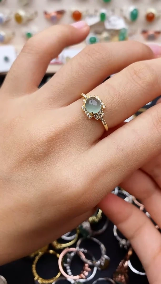 【闪购商品】翡翠戒指银S925镶嵌缅甸翡翠