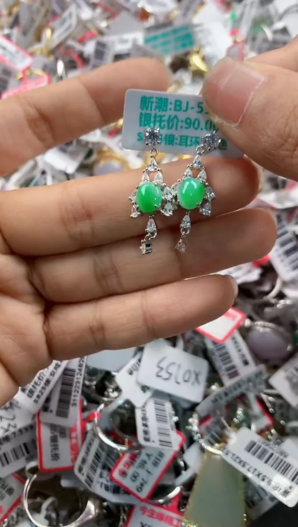 银S925镶嵌戒指翡翠10    2
