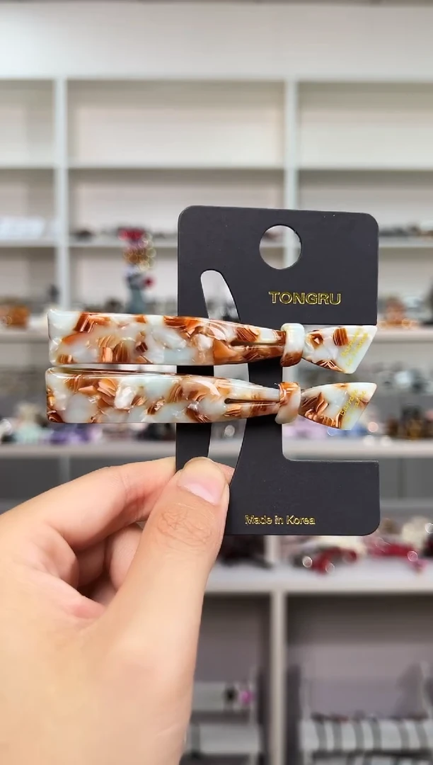 醋酸非金属韩国醋酸品牌发饰9.5cm长款蝴蝶结鸭嘴边夹一对