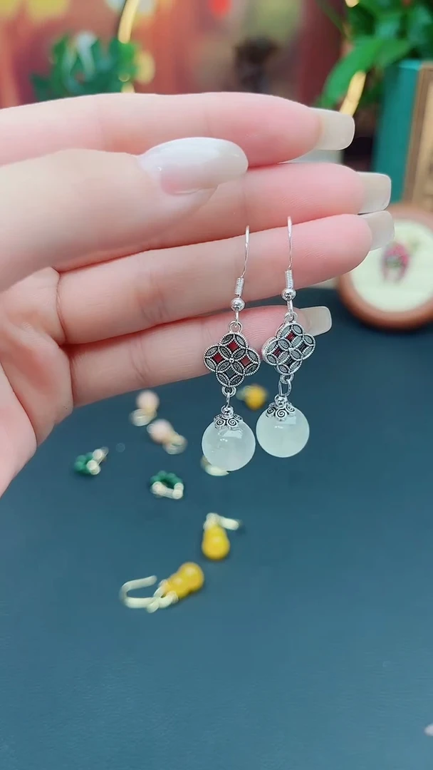 水晶耳饰银S925镶嵌323