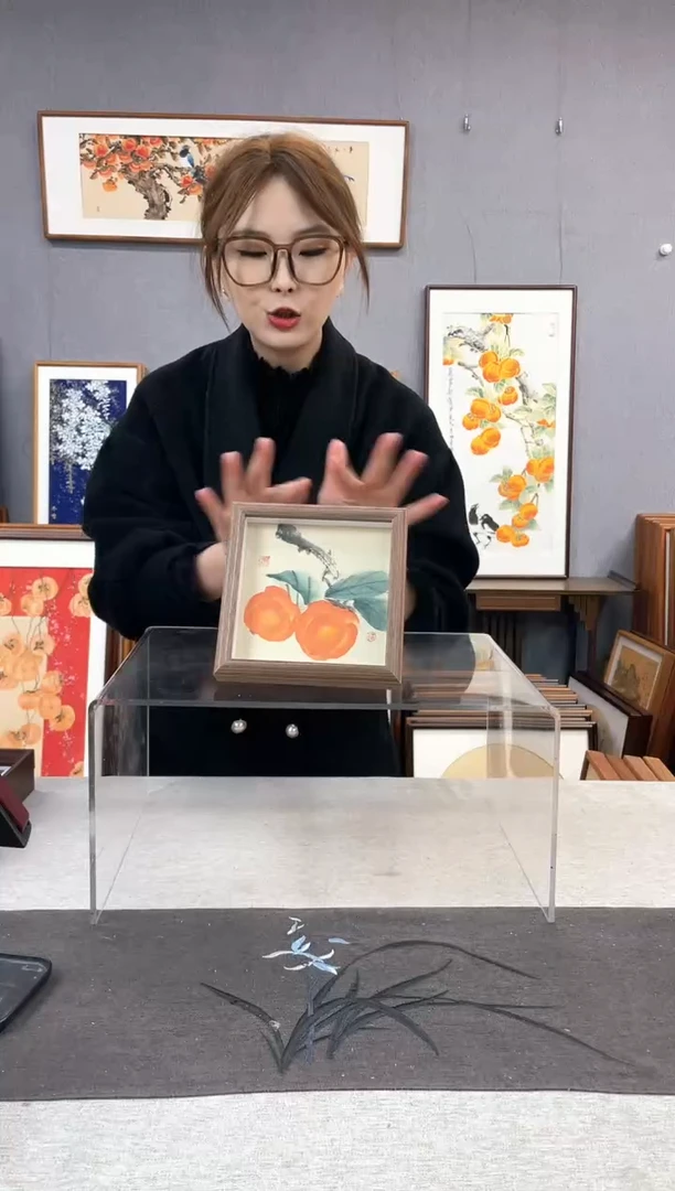 【闪购商品】国画纯手写带框作品-15*15 柿子