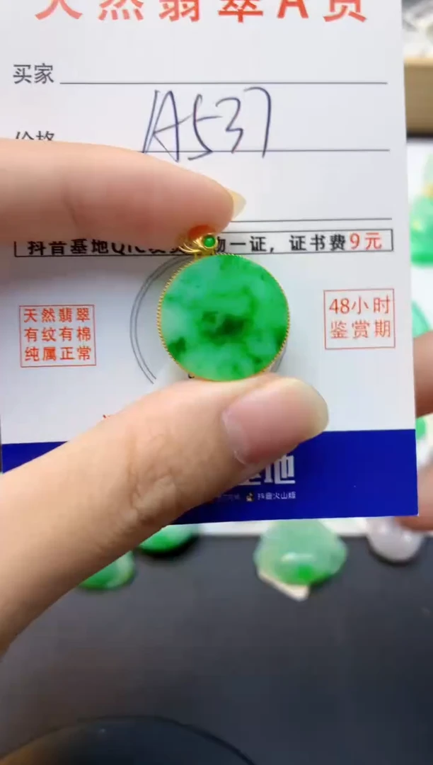 颈饰18K金镶嵌翡翠天然缅甸A货翡翠百元以上9元证书费自理
