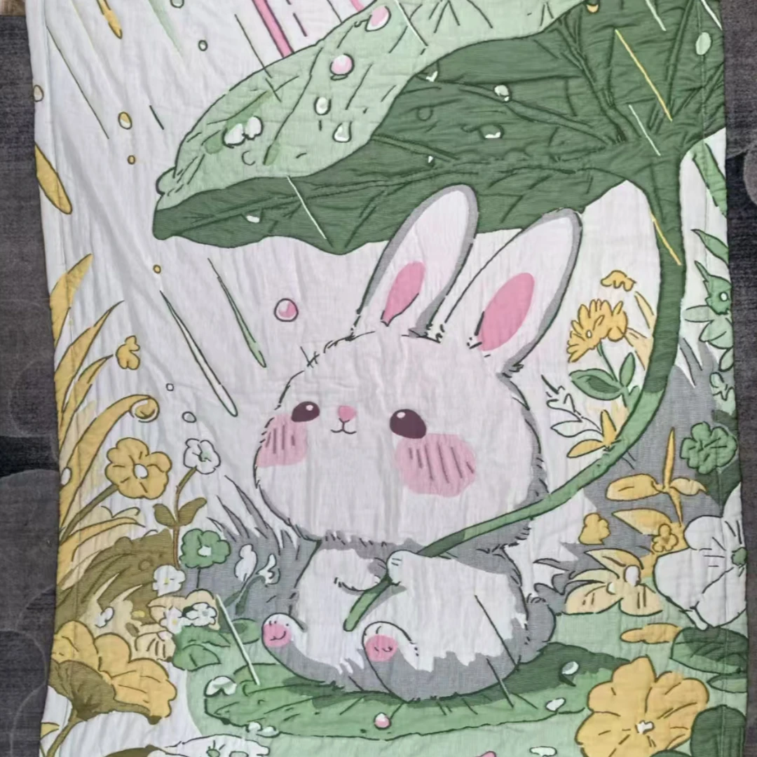 【温暖居家】泡芙被120x150cm-荷叶小兔
