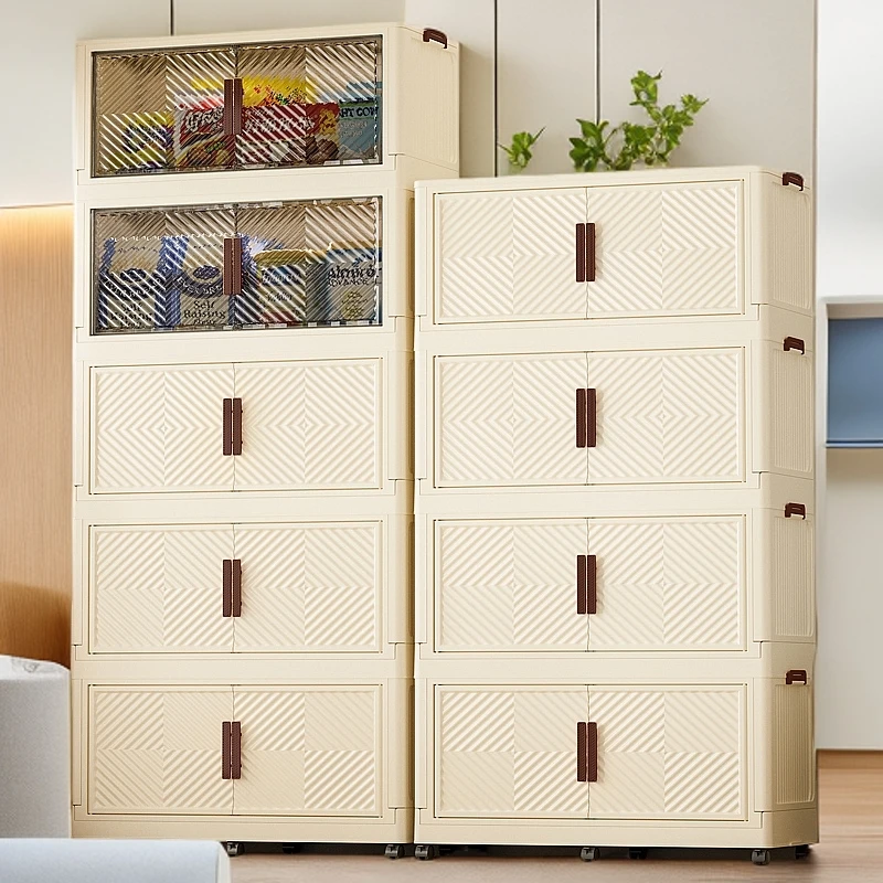 【85超巨霸】免安装双开门透明家用储物柜客厅75/65整理柜收纳柜