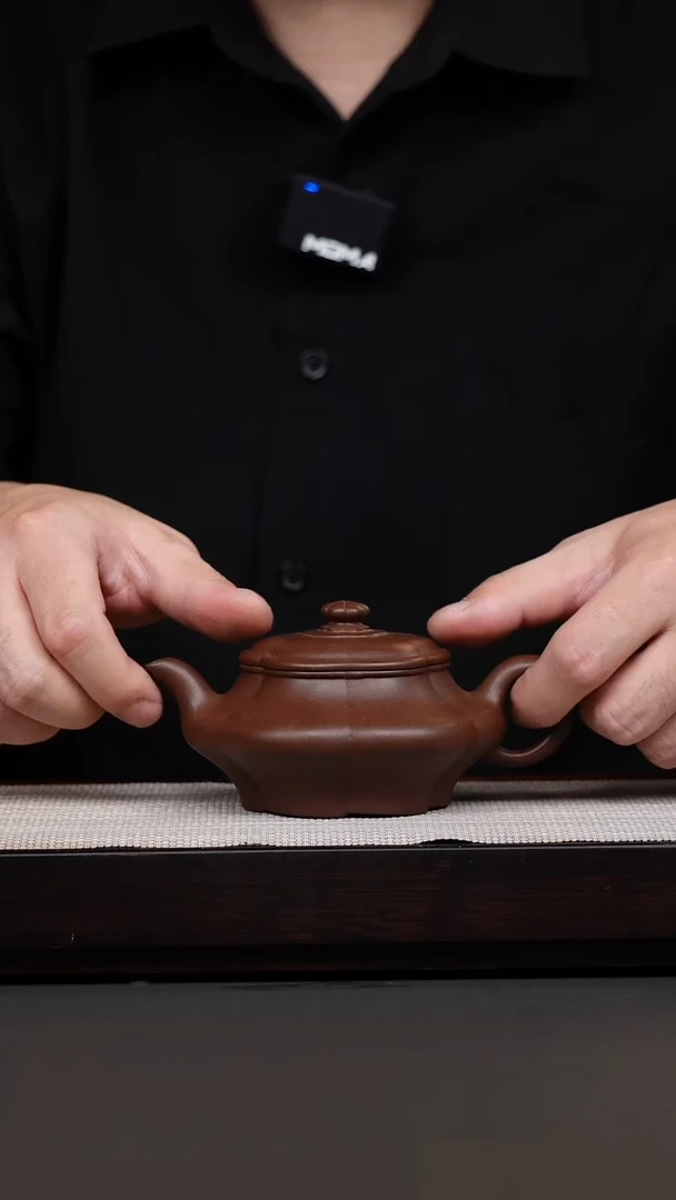 茶壶紫砂老紫泥梅花虚扁