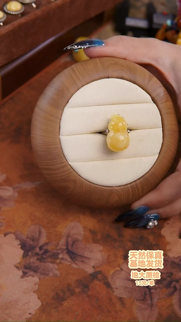 琥珀银S925镶嵌戒指戒指