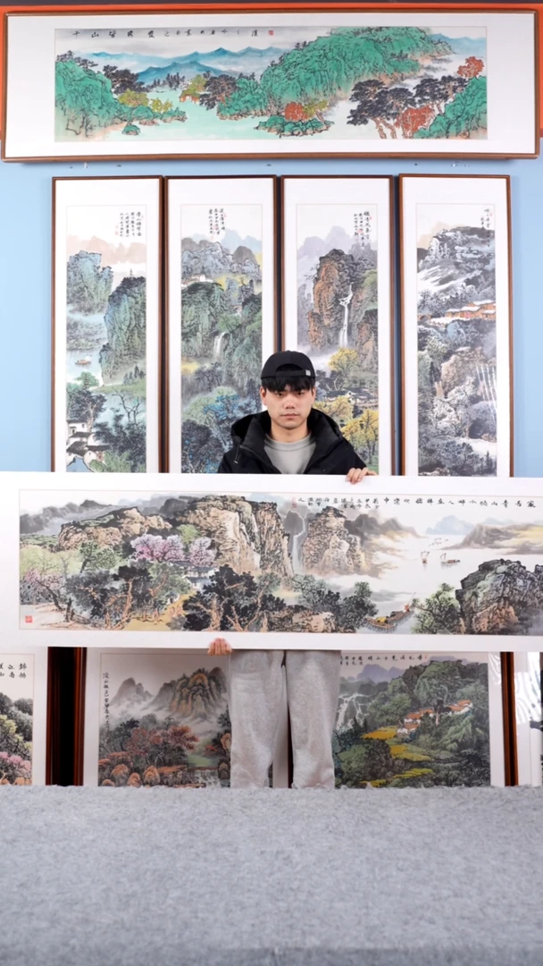 【闪购商品】国画张现军《家居青山绿水畔》手绘235*65