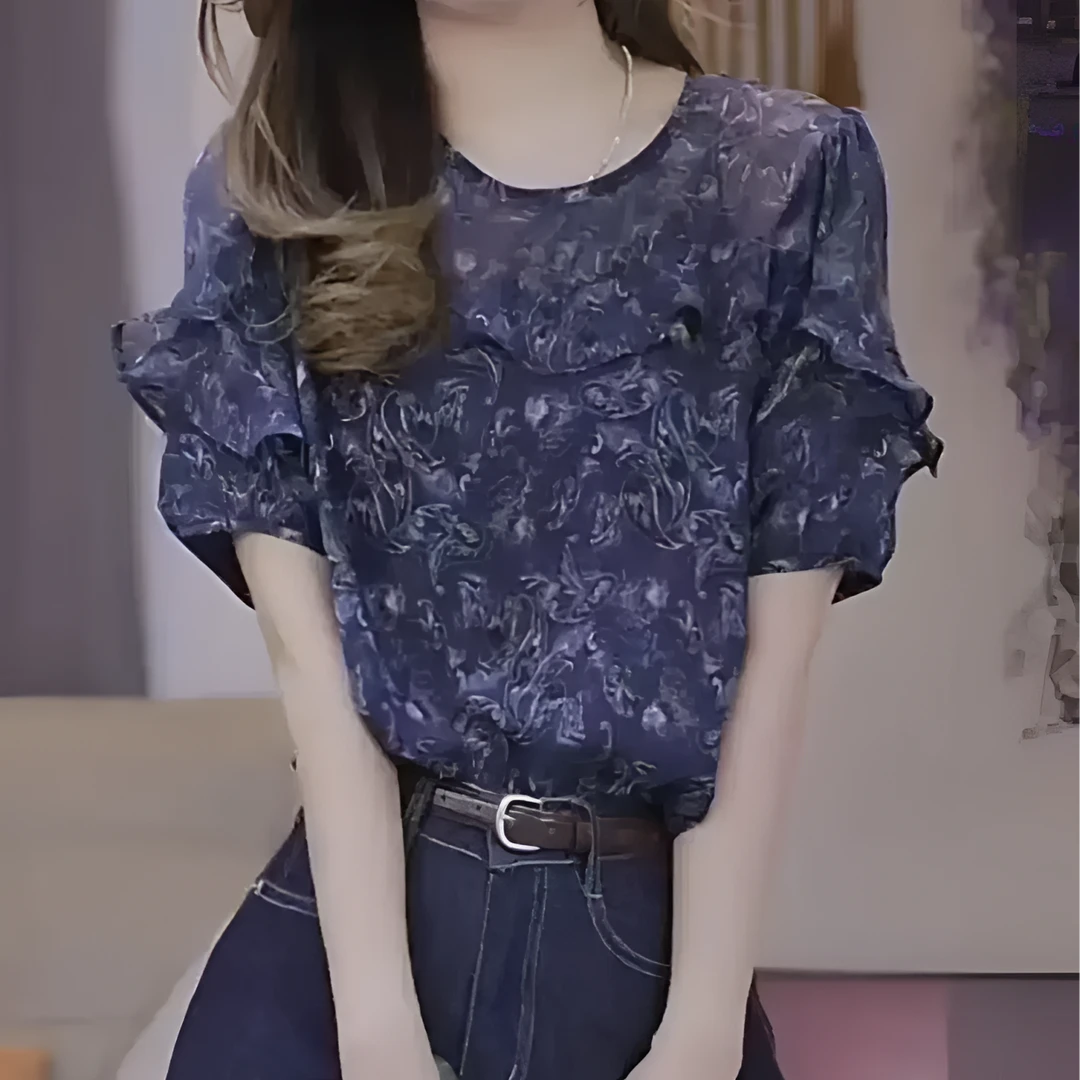 2025夏季百搭质感洋气衬衫减龄纯色小众设计感时尚宽松圆领气质