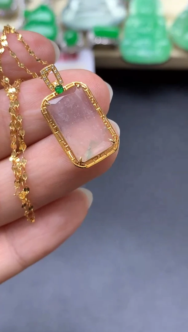 颈饰18K金镶嵌翡翠301-中国好珍宝