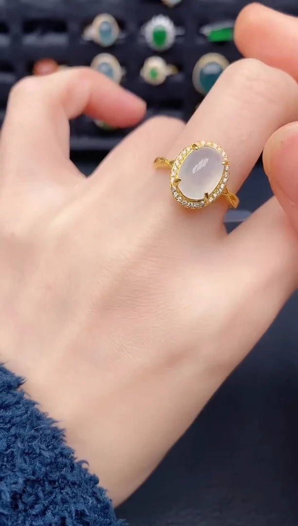 银S925镶嵌戒指翡翠天然a货翡翠419