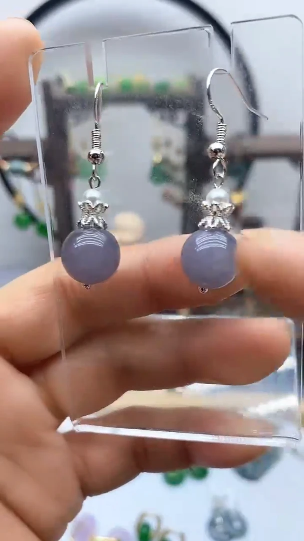 和田玉银S925镶嵌耳饰108