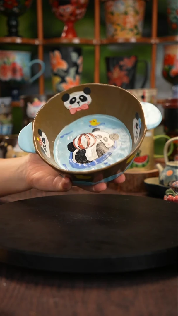 釉下手绘陶瓷饭碗