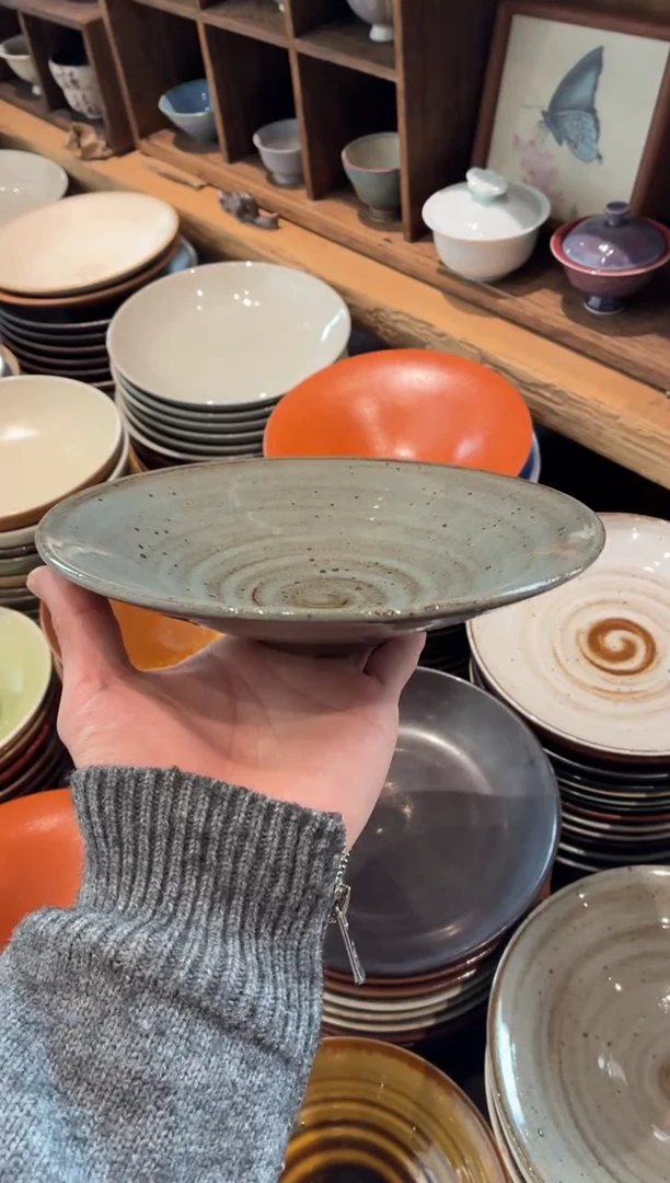 瓷片8寸灰麻点斗盘（福利款）