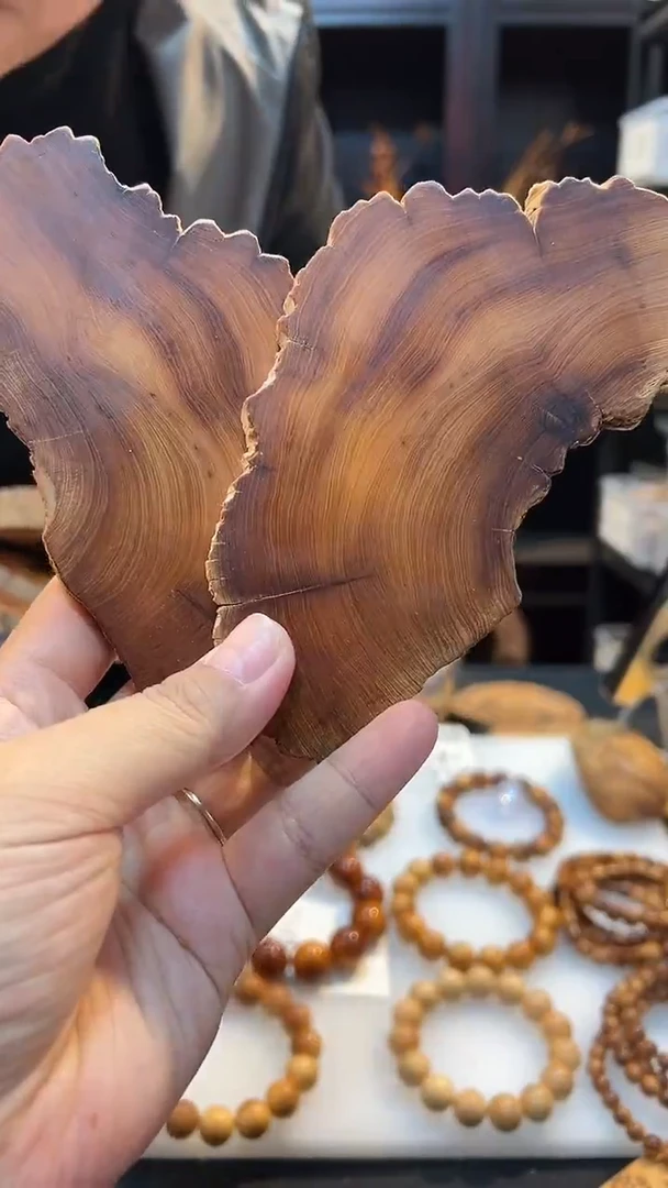 崖柏A**3太行随型精磨小板板一对浮力