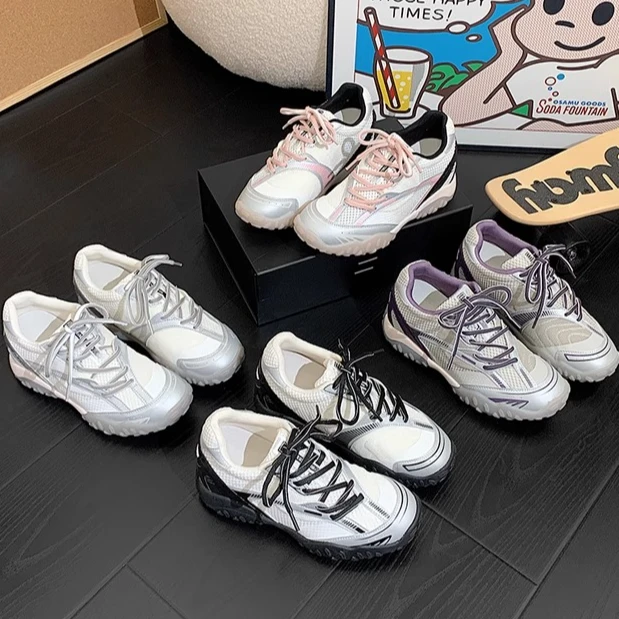 7cm内增高女鞋芭蕾风德训鞋夏季网面透气休闲运动鞋阿甘鞋跳跳鞋