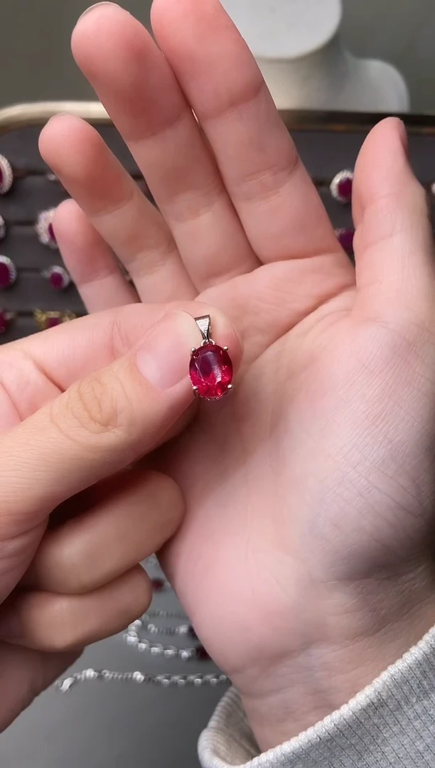 颈饰银S925镶嵌红宝石254