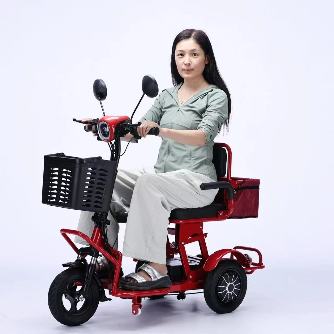远影电动三轮车家用小型老年人专用迷你残疾人折叠轻便亲子电瓶车