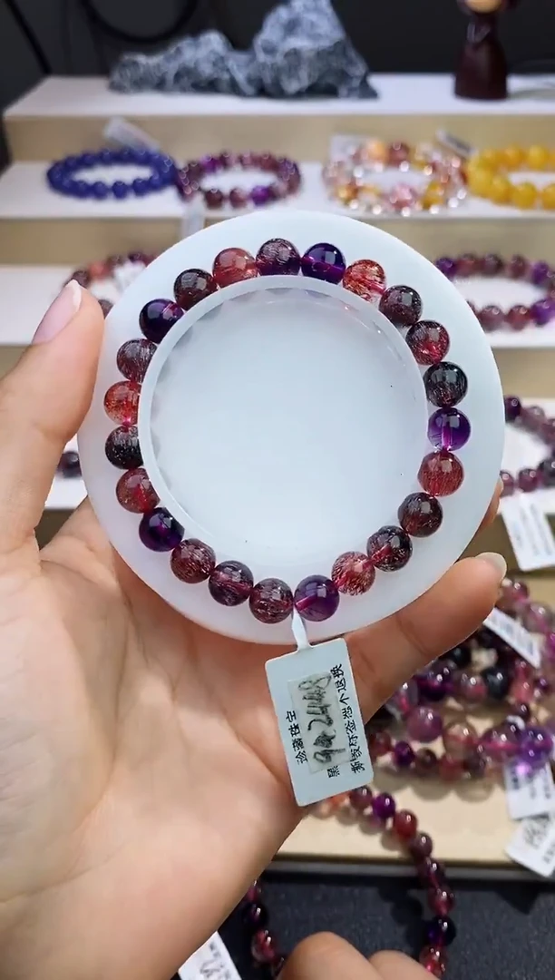 未镶嵌手串水晶黑加仑超七单圈8m+