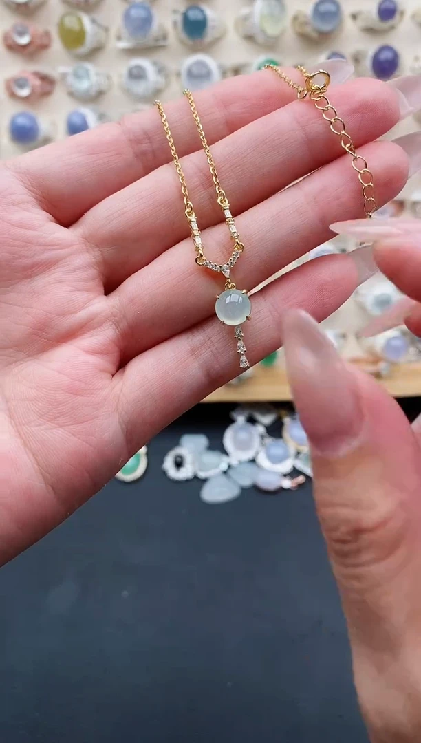 银S925镶嵌戒指翡翠天然缅甸翡翠A货222-1-3