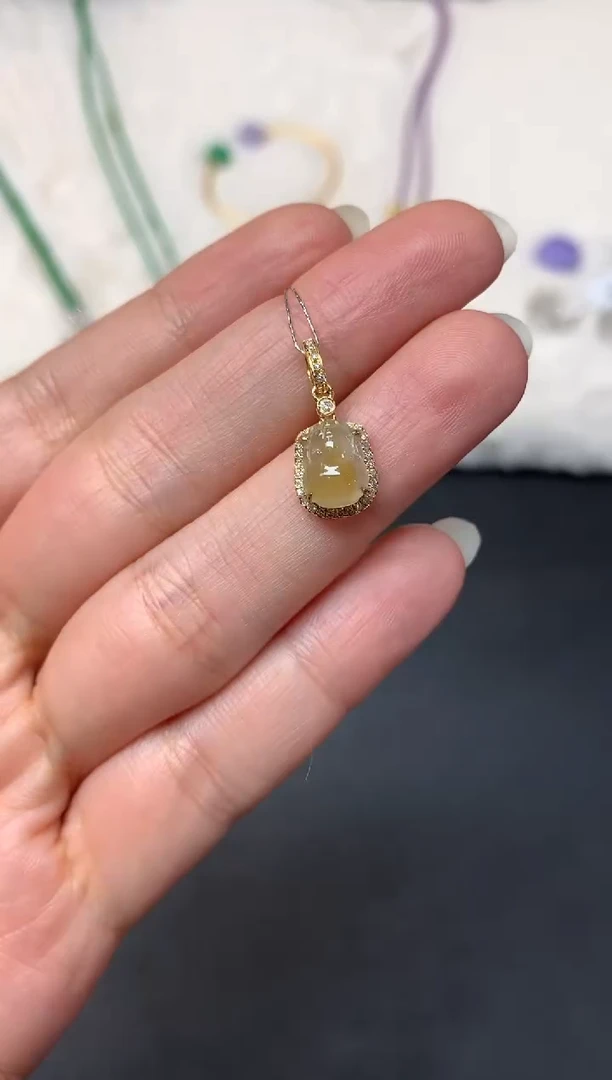 吊坠(不含链)18K金镶嵌翡翠W820|1980