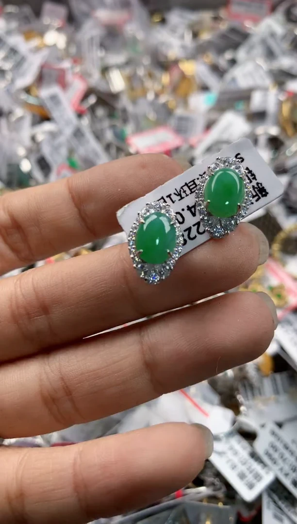银S925镶嵌戒指翡翠141414---9