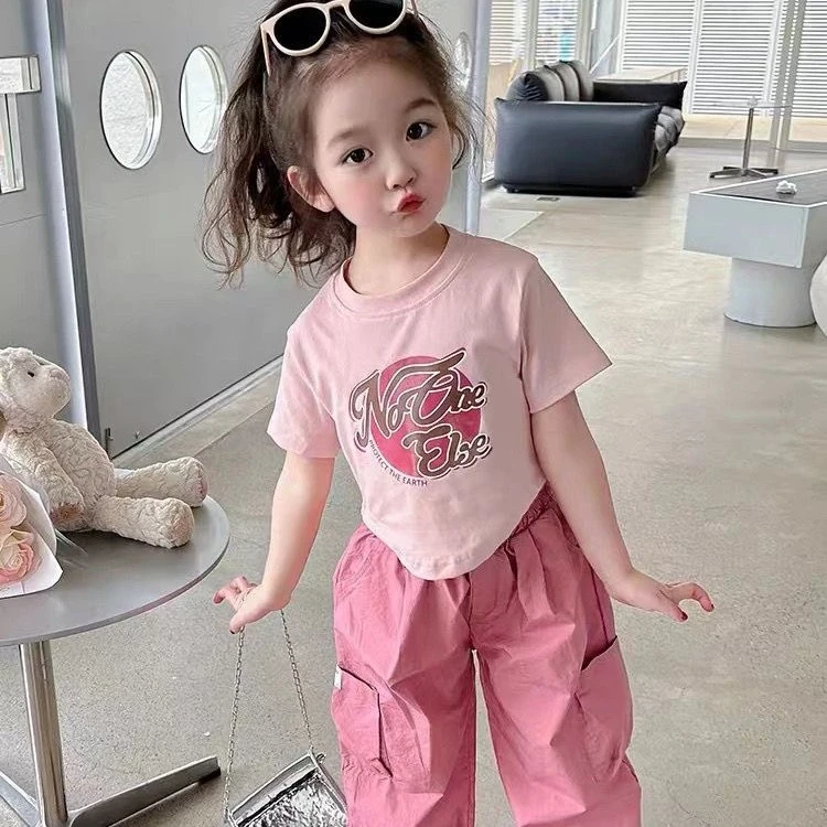 女童洋气宽松薄款短袖套装夏季宝宝时髦工装儿童夏装2025新款网红